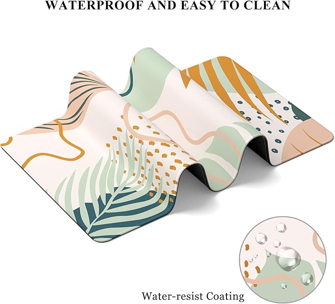 Desk Mat, 32" x 12" XXL Extended Large Gaming Mouse Pad, Desktop Decor Desk Pad, Cute Men Women Office Supplies and Accessories, XL Mouse Mat for Laptop & Keyboard, Boho Leaves