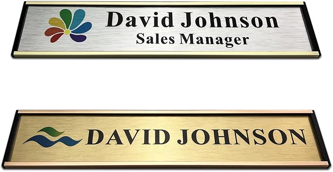 Personalized Name Plate for Door or Wall, 2 * 10 inch Custom Office Aluminum Door or Wall Name Plates with Logo Image or Texts, Office Appreciation Gifts for Coworkers Boss Teacher, Employee