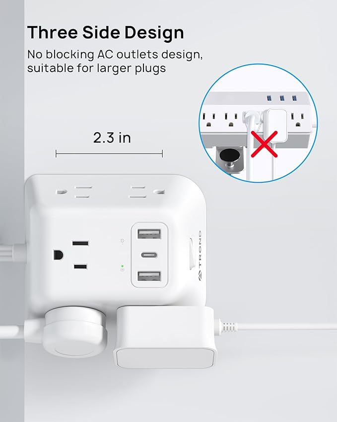 Desk Clamp Power Strip, Surge Protector with 5 AC Outlets and 3 USB Ports, Desk Mount Charging Station, Fit 1.97in Tabletop Edge Thick, 6FT Extension Cord, for Home Office Gaming Accessories