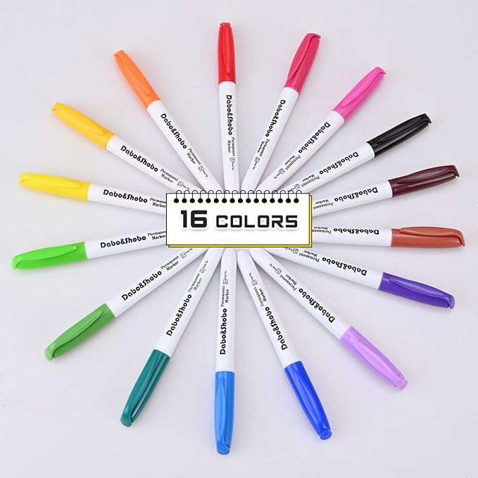 Dabo & Shobo 48 Colors Permanent Markers, Fast Drying, Suitable For Classroom Office Meeting，Works On Plastic, Wood, Stone, Metal and Glass for Doodling, Coloring, Marking