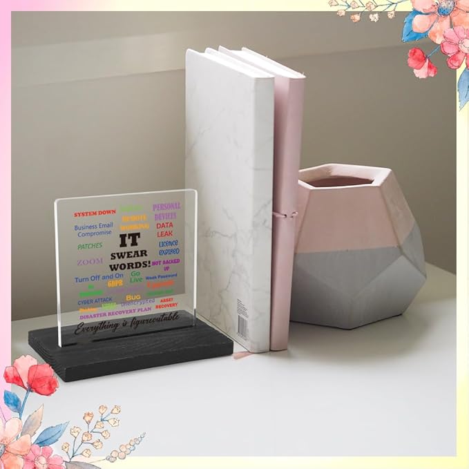 Motivational Office Gifts for Programmer, Positive Affirmation Gifts for Programmer, Modern Transparent Acrylic Desk Plaque with Funny Quotes, 10 x 10 x 1.5 cm,XXY83