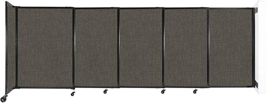 Wall-Mounted Sliding StraightWall Room Divider | Adjustable Widths | Locking Wheels | Room Separator | Up to 11'3" Wide x 4' Tall Mocha Fabric Panels