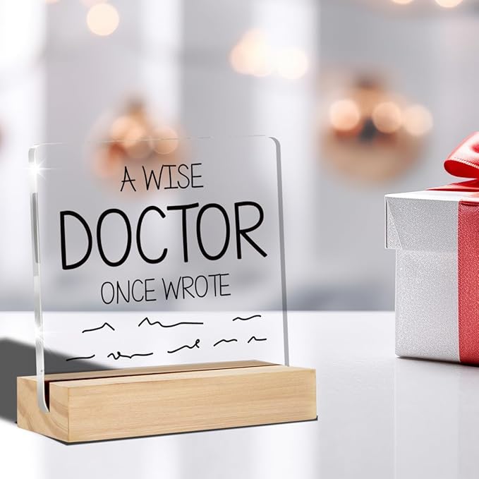 Doctor Gifts for Women Men Medical Office Decor Unique Gift for Medical Assistant Dental Office Desk Decorative Signs Plaques 4 x 4 Inches acrylic