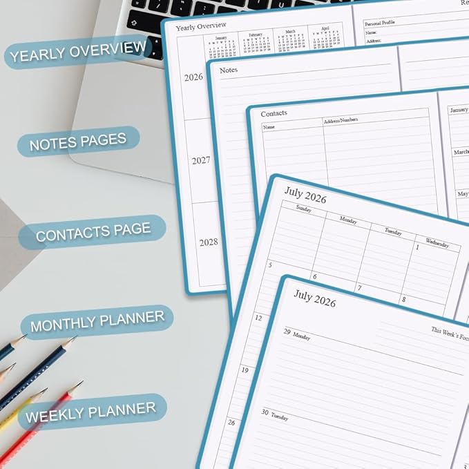 Planner 2026-2027 - 18 Months (Jan 2026 - Jun 2027) Agenda Planner 5.8" x 8.5", 2026-2027 Weekly & Monthly Planners with Hard Cover, Blue