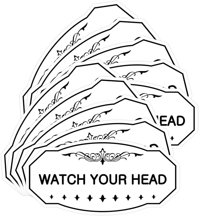 Signs ByLITA Victorian Watch Your Head Sign (White) - Large 10 Pack