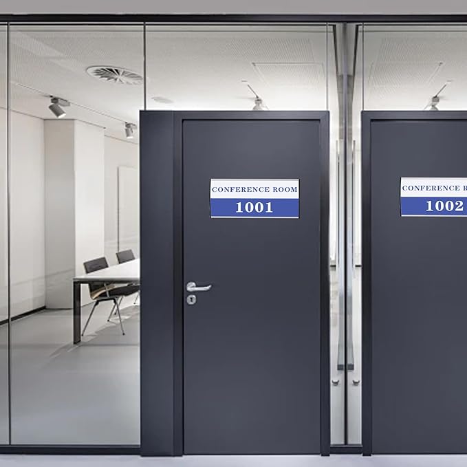 Set of 5 Curved Name Plate Holder 8" x 4" Wall Mount Office Business Door Sign Holder Aluminum Sturdy Office Sign Frame with Adhesive Tape Film for Business Cubicle Custom Display - Silver