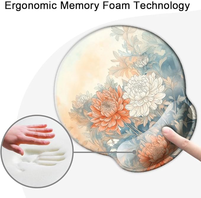Ergo Comfort Gel Wrist Rest Mouse Pad-Ergonomic Office Mousepad with Wrist Support-Non-Slip, Design Desk Accessories Mat for Home&Game Decor Japanese Floral