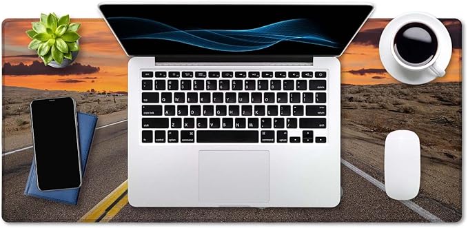 SSOIU Large Mouse Pad, Full Desk XXL Extended Gaming Mouse Pad 35.5" X 15.7", Waterproof Desk Mat Stitched Edges, Non-Slip Laptop Computer Keyboard Mousepad for Office and Home, Famous US Route 66