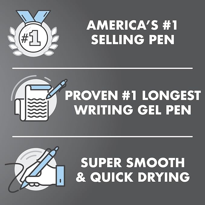 Pilot G2 Retractable Premium Gel Pens (6-pk), Fine Point, Black/Blue Ink, Refillable & Comfort Grip Bundle with Plastic Pouch