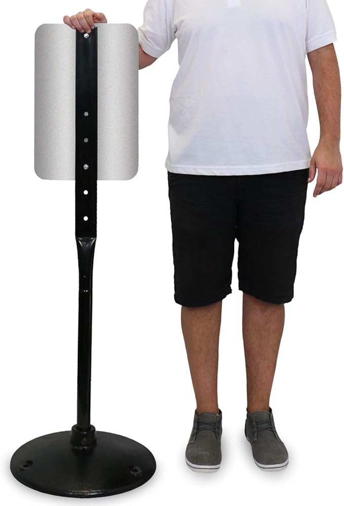 Cast Iron Sign Base By SmartSign | 17” Od Stand With 4’ Post And Sign Bolts & Nuts