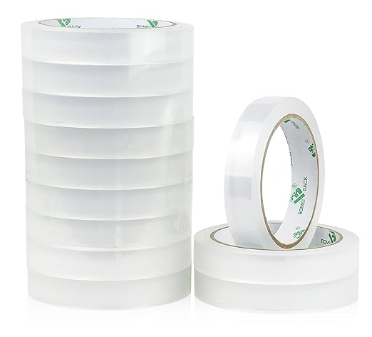 BOMEI PACK 12Rolls Clear Tape Refills for Dispenser, Transparent Gift Wrap Tape 3inch Core for Home, Office and School, 3/4inch x 60yds