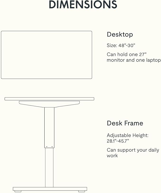 FLEXISPOT EN1 Whole-Piece Standing Desk, 48 x 30 Inches Electric Adjustable Desk for Home Office (Silver Frame + 48 in Mahogany Top, 2 Packages)