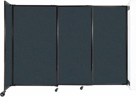 Wall-Mounted Sliding StraightWall Room Divider | Adjustable Widths | Locking Wheels | Room Separator | Up to 7'2" Wide x 5' Tall Blue Spruce Fabric Panels