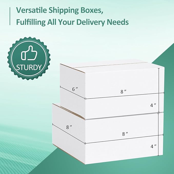 Eupako 8x8x4-Small-Shipping-Boxes-30-Pack-White-Corrugated-Box-Mailers, Cardboard Boxes for Packaging Small Business, Mailing