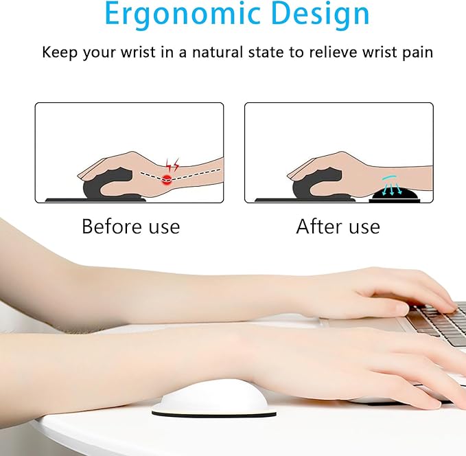 Dapesuom Mouse Wrist Rest, Ergonomic Memory Foam Mouse Wrist Support, Leather Hand Rest Pad Cushion for Gaming, Office, Laptop, Wireless Mouse, Men, Women, Pain Relief & Easy Typing, Ivory White