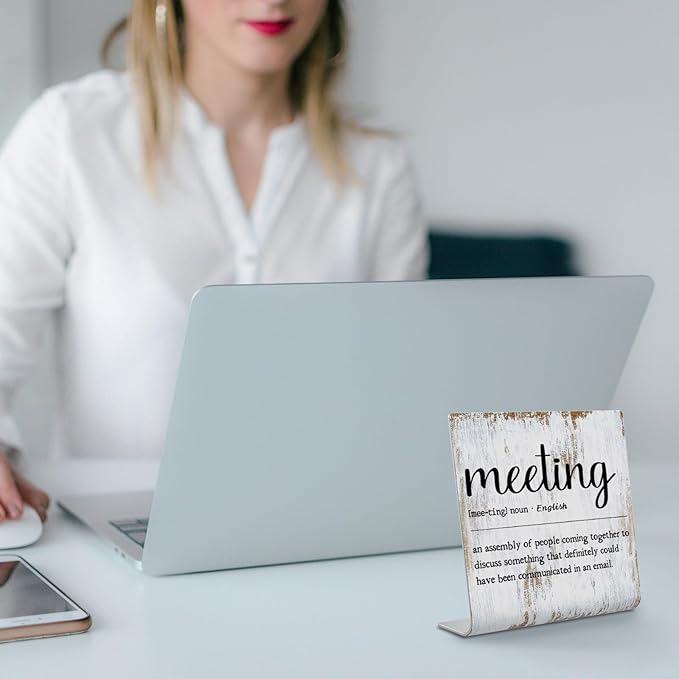 meeting Definition Office Sign Plaque, office gifts for coworkers desk funny,Gift for Women Men,Cute Office Tabletop Decor,Motivational Office Desk Decor XUV82