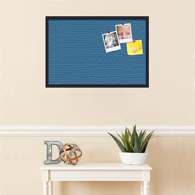 PinPix 30x20 Inch Cork Bulletin Board. This Decorative Framed Pin Board Comes with Navy Pastel Design and a Satin Black Frame. Ideal for Home Office Decor or Message Board (PinPix-1811)
