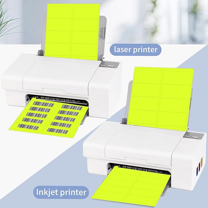 STARLIBOO Shipping Labels Stickers, 2"×4" Printable Fluorescent Mailing Labels for Laser/Inkjet Printing- Matte, Permanent Adhesive Stickers (20 Sheets, Fluorescent Yellow)