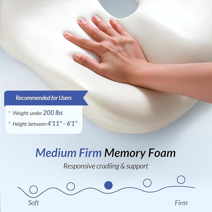 ZIKEE Pioneering Seat Cushion for Pressure Relief, Ergonomic Office Chair Cushion for Sciatica, Back, Hemorrhoids & Tailbone Pain Relief, High-Density Memory Foam Car Seat Cushion with Anti-Slip Base