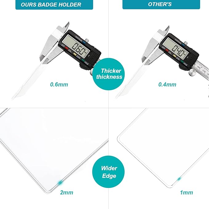 200 Pcs Clear Badge Holder Horizontal ID Card Holder Waterproof Plastic Card Name Badge Holder for Office, School, Conference