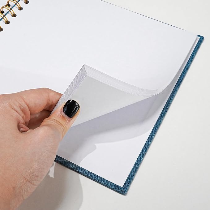 Vienrose 8x8 Inch Scrapbook DIY Small Hardcover Kraft White Pages Scrapbook Photo Album Linen Cover Scrap Book Photo Albums Scrapbooking Supplies Kit for Couple Family Wedding Travel