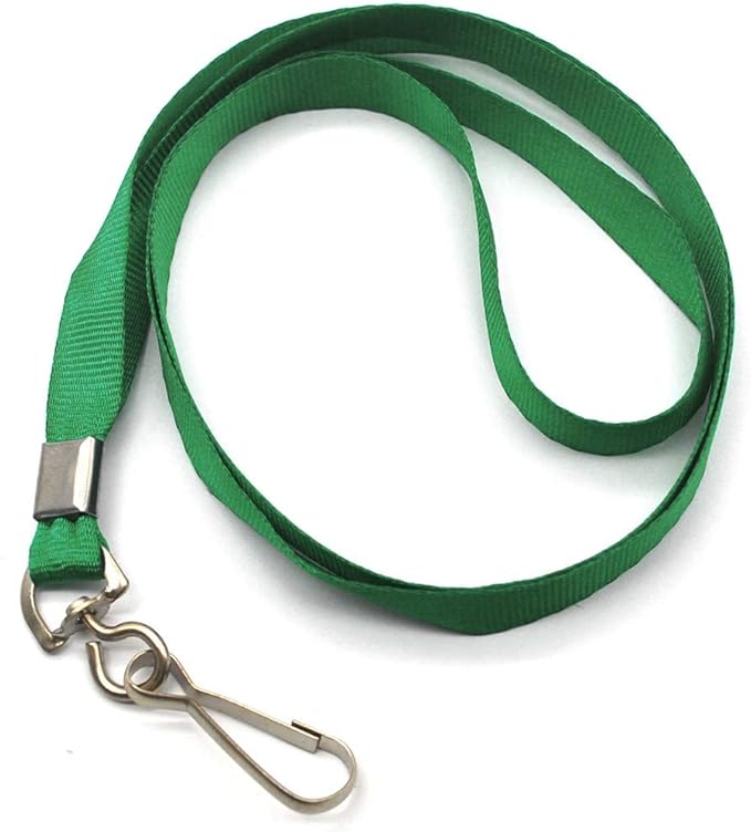 Green Lanyards 100 Pcs Lanyard for Id Badges Flat Lanyard with Badge Clip with J-Hook (Green)