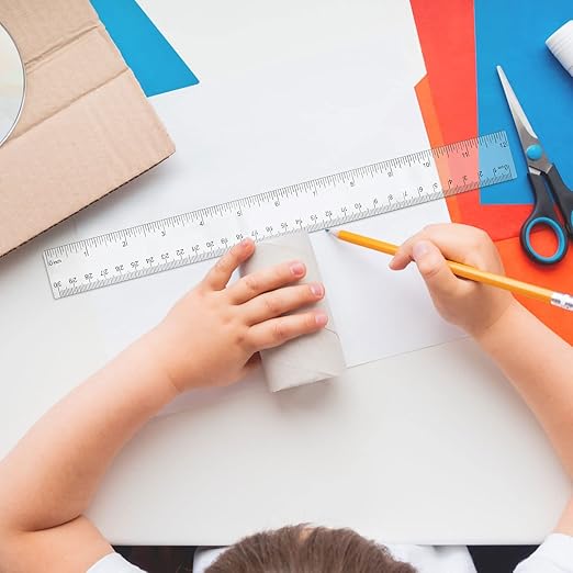 Zonon 200 Pieces 12 Inch Ruler Bulk Clear Plastic Flexible Straight Metric Rulers with Centimeters and Inches Drafting Measuring Tool for Classroom School Students Education