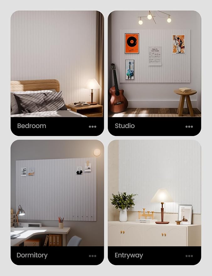 Large Felt Bulletin Board 48" x 36" Cork Board Alternative-12 Pack with 70 Safe Removable Adhesive Tabs, Cork Boards for Walls Cork Board for Home Office Classroom Pin Board (Milky White)