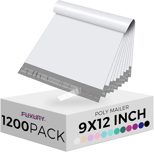 Fuxury 9x12" 1000pcs Shipping Bags Poly Mailers for Clothing,Waterproof Shipping Bags for Clothing, Strong Adhesive Shipping Envelopes for Small Business, White