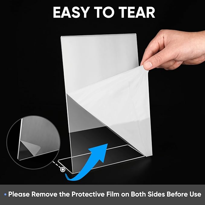 TICONN 5.5 x 8.5 Acrylic Sign Holder, L Shape Clear Sign Stand for Displaying, Plastic Paper Holder for Office, Store, Restaurant (Vertical 12 Pack)