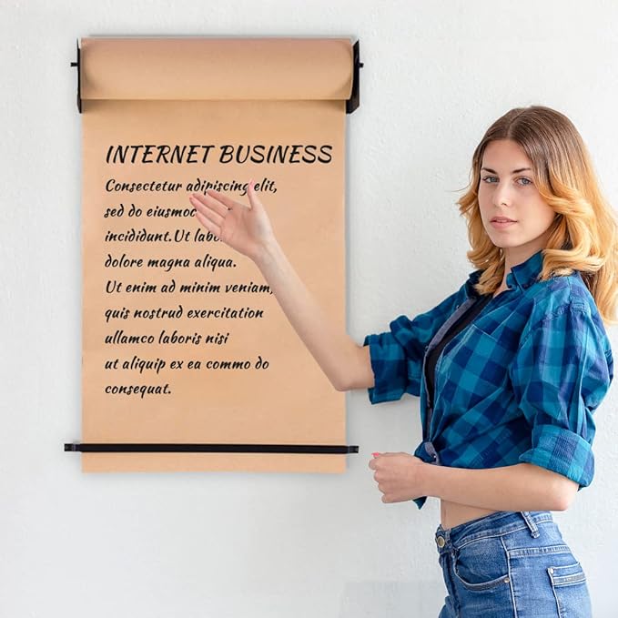 18”Kraft Paper Dispenser Holder Wall Mount, Heavy-Duty Paper Cutter Butcher Paper Dispenser to Do Lists, DIY Drawing, Taking Note, Artwork, Daily Special - Black