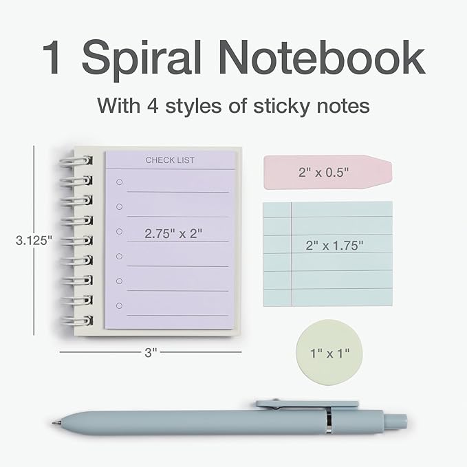 Redi-Tag Small Notebook with Sticky Notes and Flags, Portable Notepad with Adhesive Notes and Flags, Assorted Pastel Colors, 3" x 3", 180 Memos per Notebook (1009679)