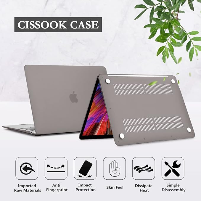 CISSOOK Compatible with MacBook Pro 13 Inch Case Gray 2023 2022 2021-2016 Release Model A2338 M2 M1 A2251 A2289 A1706 Touch Bar, Plastic Hard Shell Case with Keyboard Cover for Pro 13", Matte Gray