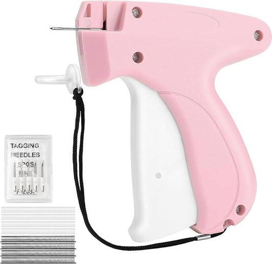 Stitch Gun for Clothes Quick Clothing Fixer & Tagging Gun with 6 Needles & 1000 Black+1000 White Fasteners, Handheld Sewing Tool for Instant Repairs, Quilting, Retail Price Tags No Thread Needed Pink