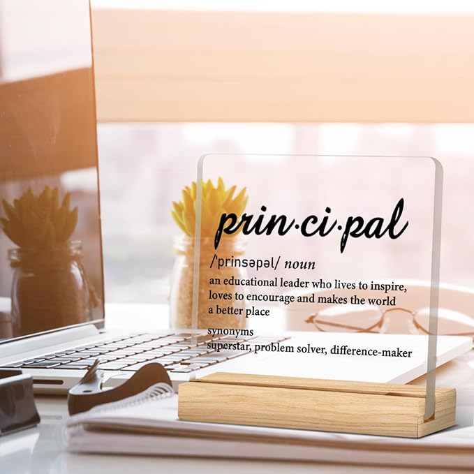 School Principal Appreciation Gifts for Men Women, Principal Definition Acrylic Desk Sign Decor