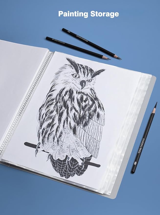 A4 80 Pockets 160/Sides Display Book Paper Document Holder, Business Presentation Book Presentation Folder (80 Pockets Transparent White)