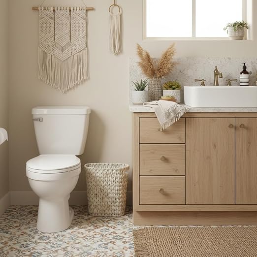 Wicker Trash Can,Bathroom Trash Can,Waterproof Wicker Waste Basket for Bathroom,Narrow Small Waste Basket for Bedroom,Office, Cream White 5 Gallon