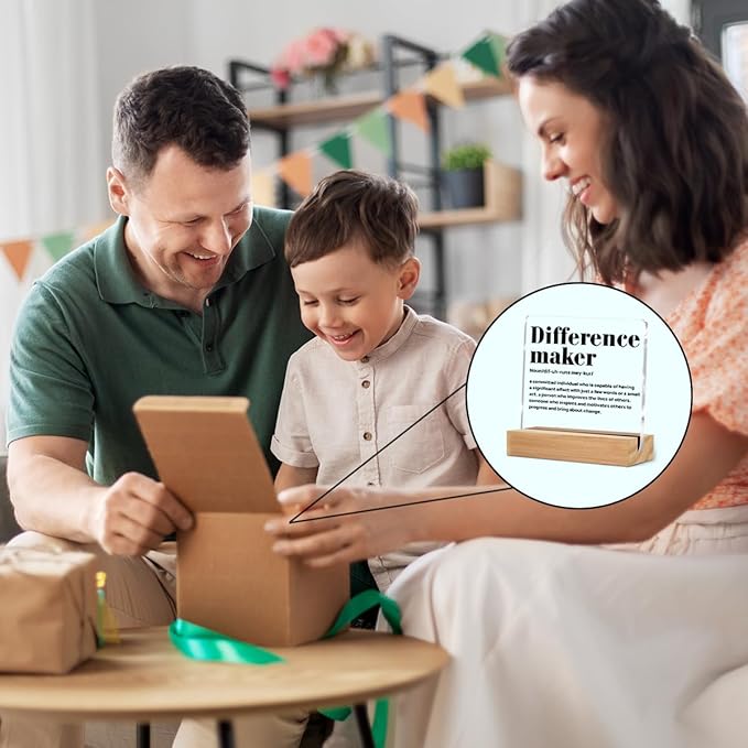 Difference Maker Definition Desk Decor, Thank You Gifts for Women Men Friends, Inspirational Motivational Gifts for Coworker Motivational Quote Clear Acrylic Sign Home Office Desk Decor