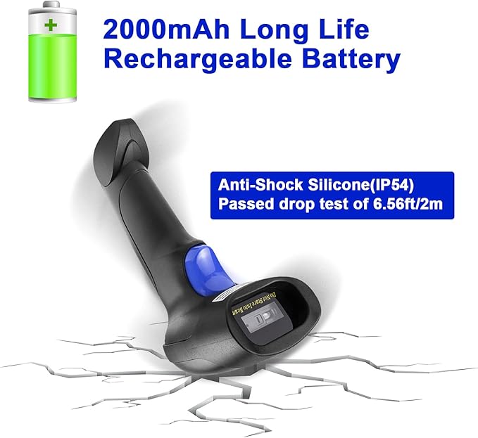 NetumScan Wireless Barcode Scanner with Stand, 2-in-1 Automatic USB Cordless 1D Barcode Reader Handheld CCD Bar Code Scanner with Stand for Store, Supermarket, Warehouse