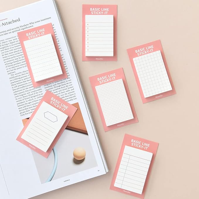 Monolike Basic Line Orange Sticky-it - 6p Set Self-Adhesive Memo Pad 50 Sheets