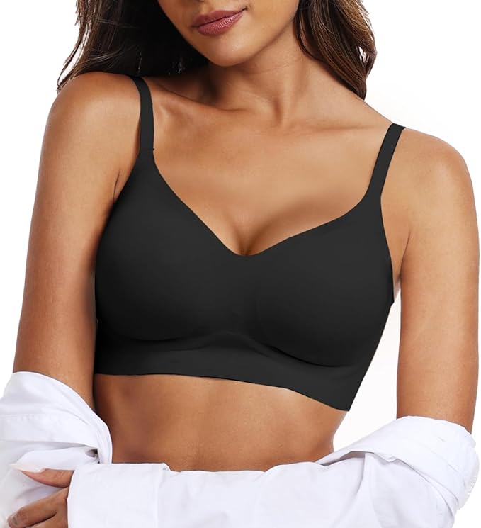 OEAK Womens Wireless Bras Comfortable Push Up Bra No Underwire Bra Full Support Lift Bralette Everyday Seamless Tshirt Bras