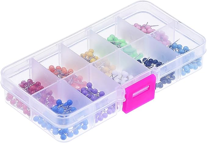 Outus 500 Pieces Map Push Pins Map Tacks Plastic Round Head Tacks with Steel Points (10 Colors, 1/5 Inch)