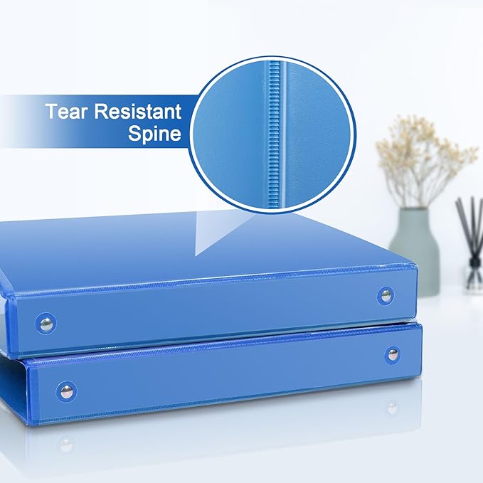 COMIX 3 Ring Binder 1 inch with Clear View Cover, 1" View Binder Holds 200 Sheets of US Letter Size Paper, 6 Pack (Light Blue)