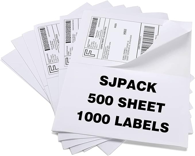 1000 Half Sheet Self Adhesive Shipping Labels, 8.5" x 5.5" Address Labels for Laser & Inkjet Printers(1000 labels-500 Sheet)