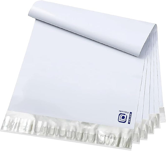 POLYSELLS 100 pcs 24x24 Inches White (Silver inside) Poly Mailers Shipping Envelopes, Strong Adhesive Sealing, Waterproof, and Tear-resistant Postal Mailing Bags for Clothing, Books, and Accessories