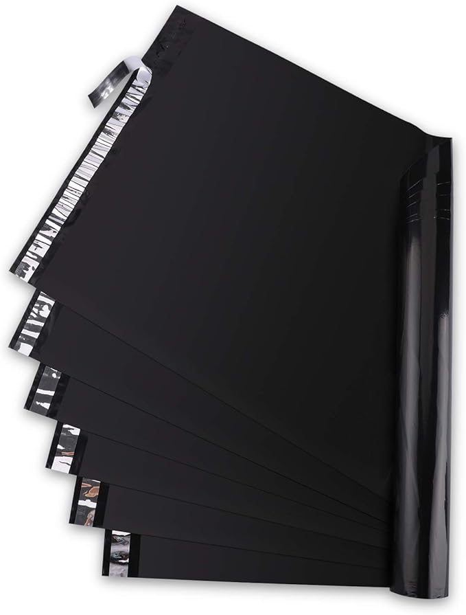 Metronic Black Poly Mailers 14.5x19 Large 100 Pack Self-Seal Shipping Bags, Packaging Envelopes for Small Business, Boutique, Clothing