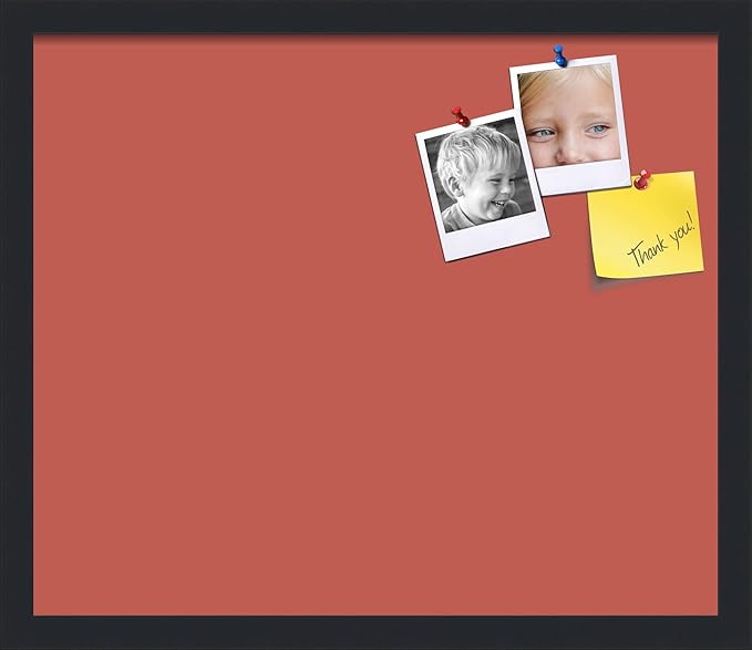 PinPix 20x17 Inch Cork Bulletin Board. This Decorative Framed Pin Board Comes with Crimson Pastel Design and a Satin Black Frame. Ideal for Home Office Decor or Message Board (PinPix-1807)