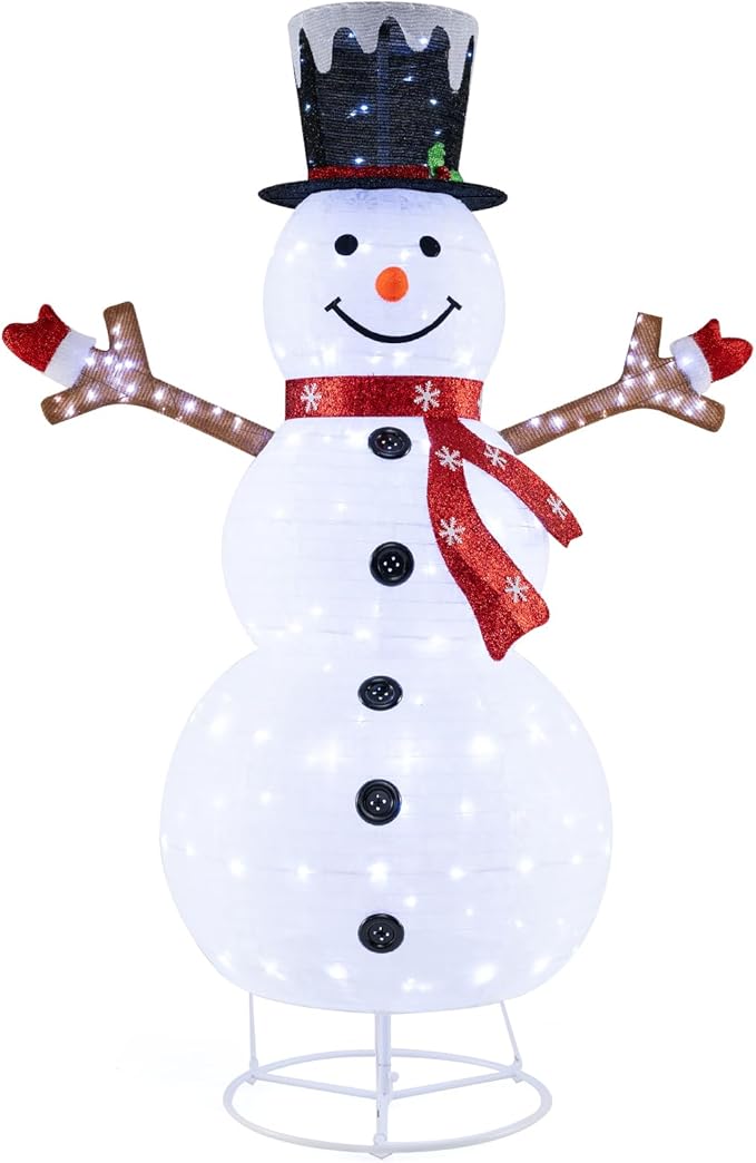 Tangkula 6 FT Lighted Pop-Up Christmas Snowman, Indoor Outdoor Christmas Decoration with 180 Pre-Lit LED Lights, Collapsible Snowman with Hat & Scarf for Home, Yard, Garden, Xmas Holiday Decoration