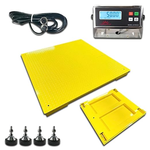 Liberty LS-700-4X6 Heavy Duty General Purpose Floor Scale | 48" x 72" | Capacity of 2.500 lbs x 0.5 lb + Yellow
