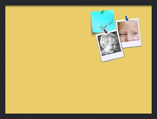 PinPix 27x20 Inch Cork Bulletin Board. This Decorative Framed Pin Board Comes with Honey Pastel Design and a Satin Black Frame. Ideal for Home Office Decor or Message Board (PinPix-1810)